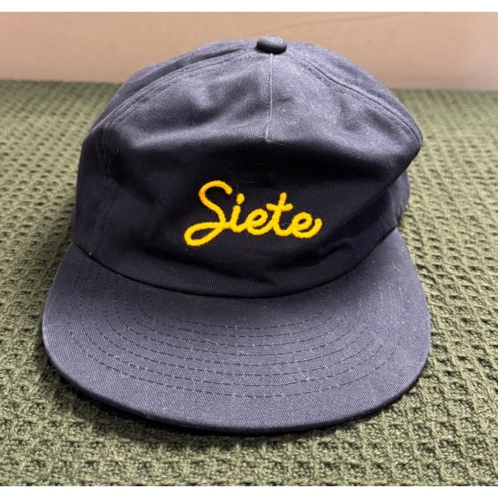 Siete Foods Weld Mfg Navy Blue Cotton Embroidered Strapback Hat Baseball Cap